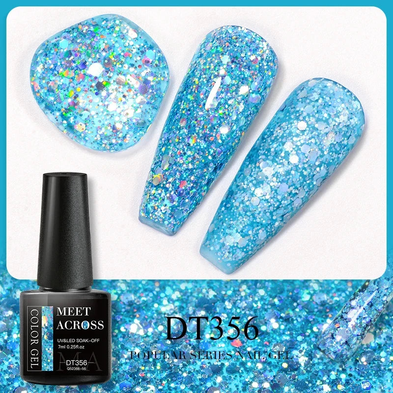 MEET ACROSS 5ml Pink Dried Flower Gel Nail Polish Natural Flower Fairy Nail Art Gel Soak Off UV LED Painting Varnishes For Nails 96