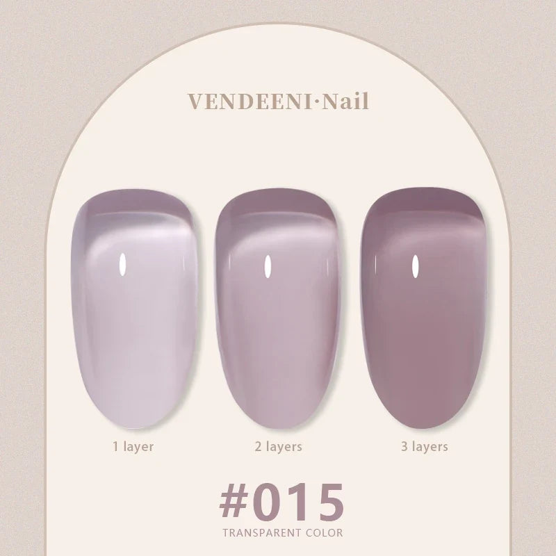 Vendeeni 24 Colors Jelly Transparent Gel Nail Polish Nude Pink Skin Color UV Soak Off Gel Varnish Jade Nail Art Gel Lacquer 15ml 10