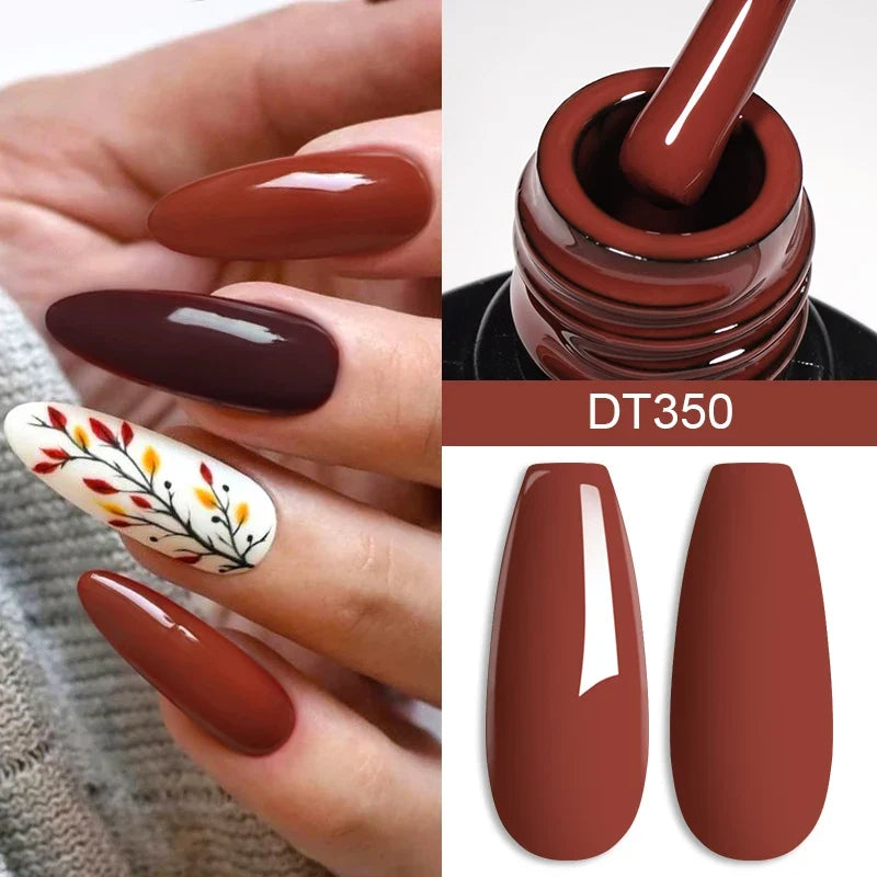 MEET ACROSS 7ml Red Gel Nail Polish Crystal Semi Permanent Soak Off UV Gel Varnish Nail Art Manicure Base Matte Top Coat Vernis 5