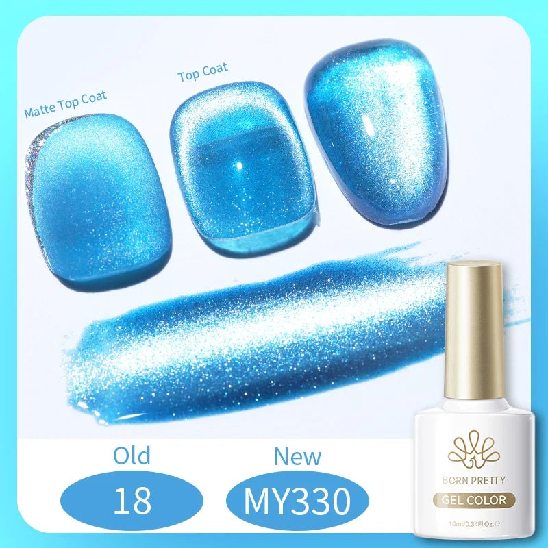 BORN PRETTY 10ml Silver Water Light Cat Magnetic Gel Nail Polish Nail Supplies Vernis Semi Permanent Gel for Fall Winter Nails 66