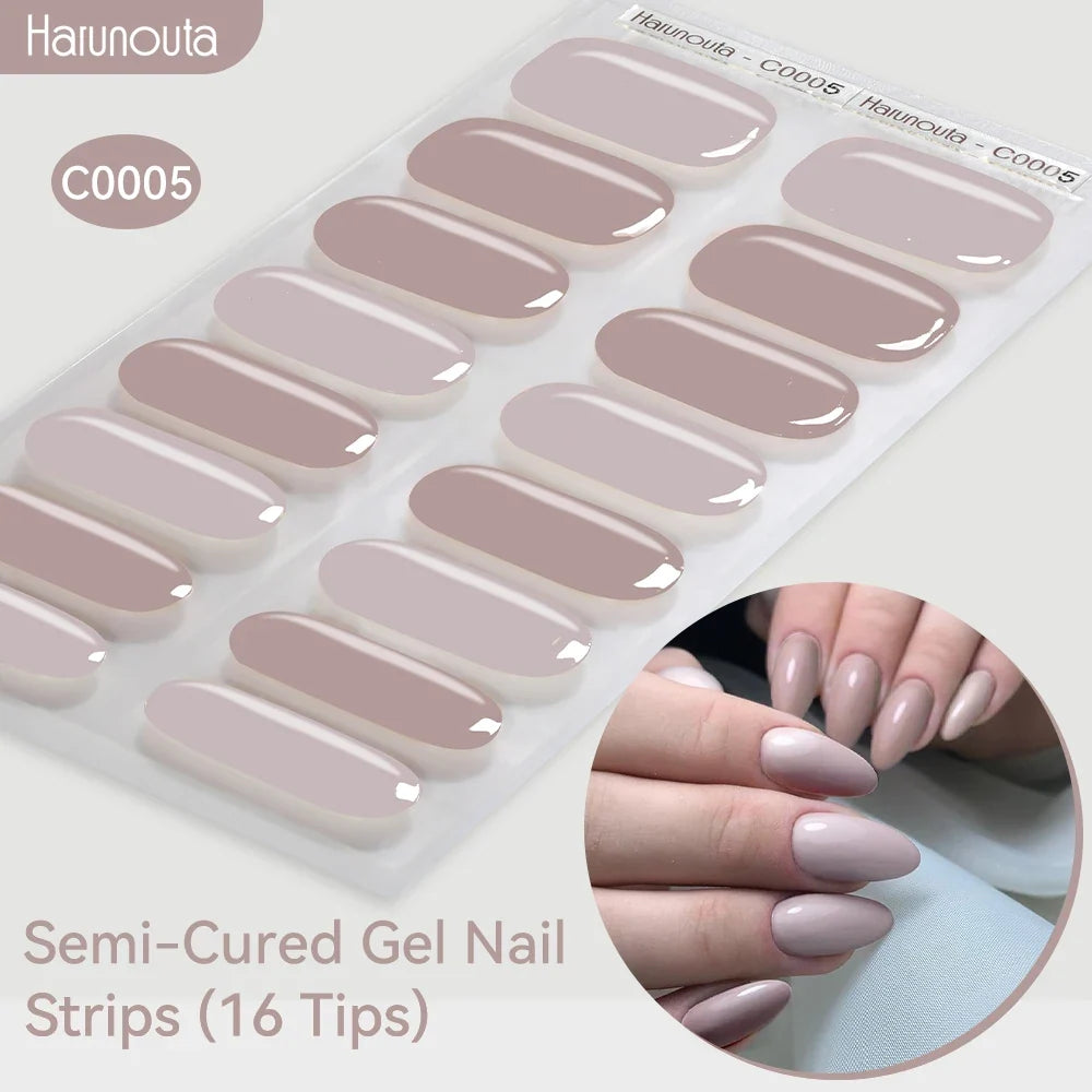 Gradient Auroras Semi Cured Gel Nail Strips Sparkly Shinning DIY Gel Polish Stickers for Nails Works with UV/LED Nail Lamps 49