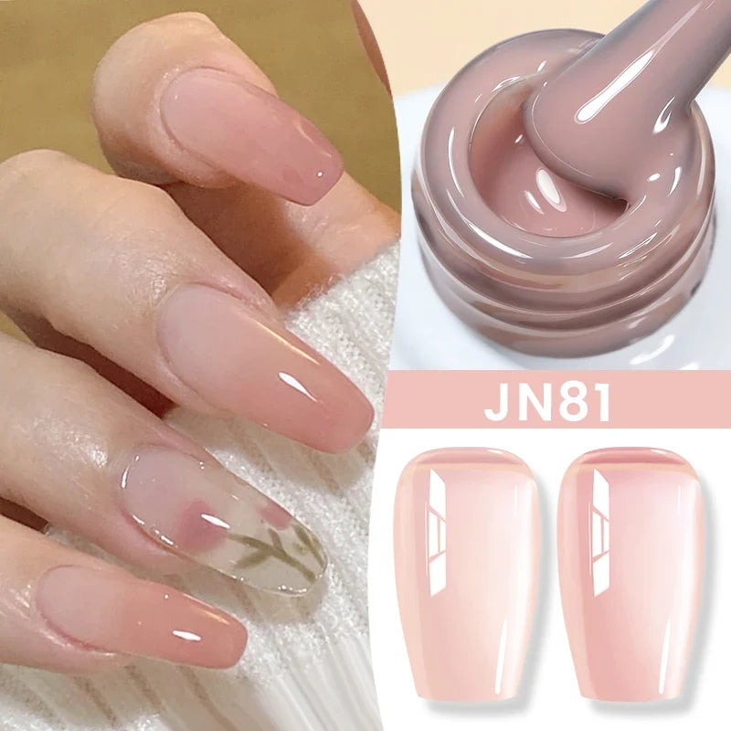 BORN PRETTY Jelly Nude Gel Nail Polish 10ml Light Pink Peach Translucent Color UV Light Cure Gel Varnish Nail Art DIY at Home 40