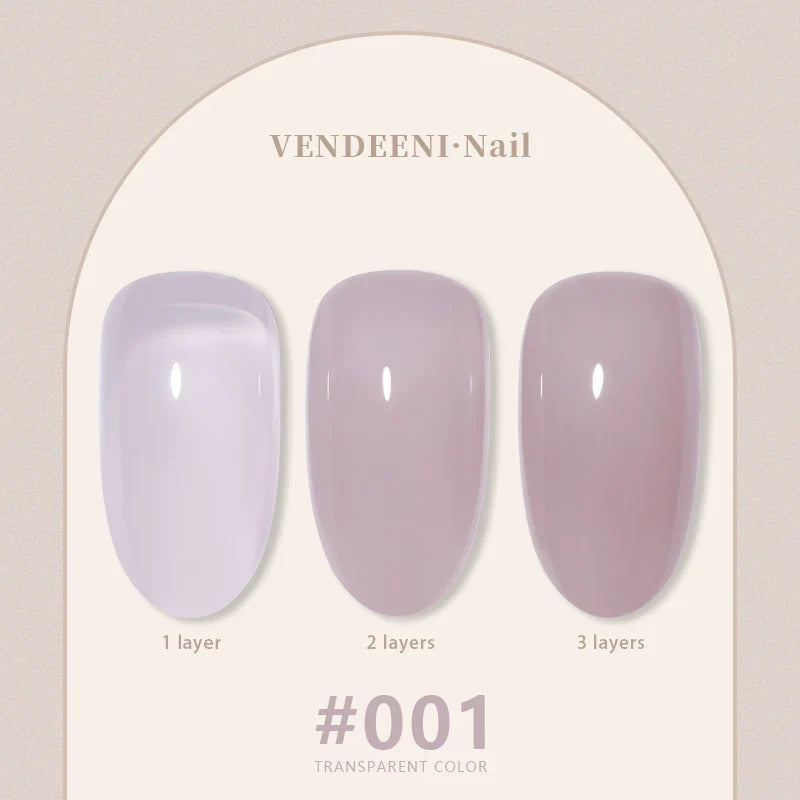 Vendeeni 24 Colors Jelly Transparent Gel Nail Polish Nude Pink Skin Color UV Soak Off Gel Varnish Jade Nail Art Gel Lacquer 15ml 13