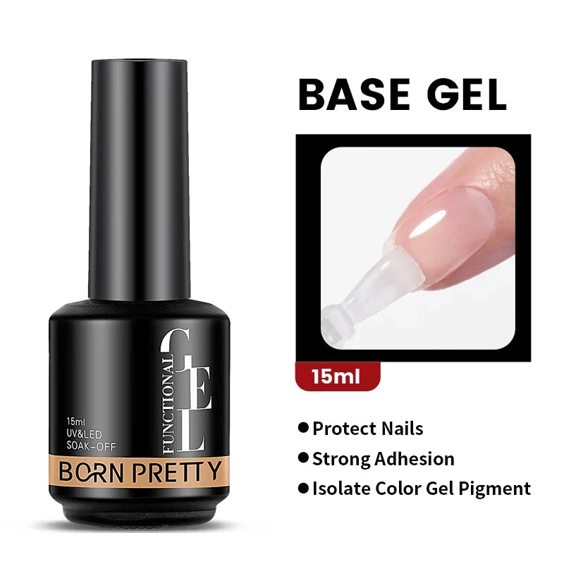 BORN PRETTY Milky Pink Rubber Base Gel Nail Polish Glitter 15ml Semi-Permanent Varnish Soak Off Self Leveling UV LED Gel 20