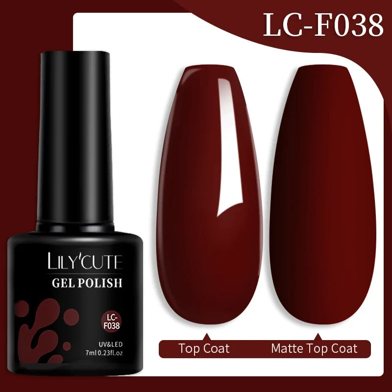 LILYCUTE 7ML Colorful Gel Nail Polish 129 Colors Long Lasting For Manicure Semi Permanent Base Top Coat Nail Art UV Gel Varnish 112