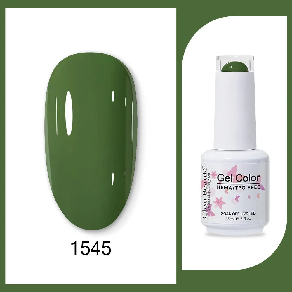 Clou Beaute 15ml Red Black White Green Neon Gel Nail Polish Base Top Coat Velvet Top 400 Colors Semi Permanent Gel Nail Varnish 113