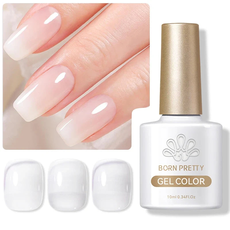 BORN PRETTY Jelly Nude Gel Nail Polish 10ml Light Pink Peach Translucent Color UV Light Cure Gel Varnish Nail Art DIY at Home 82