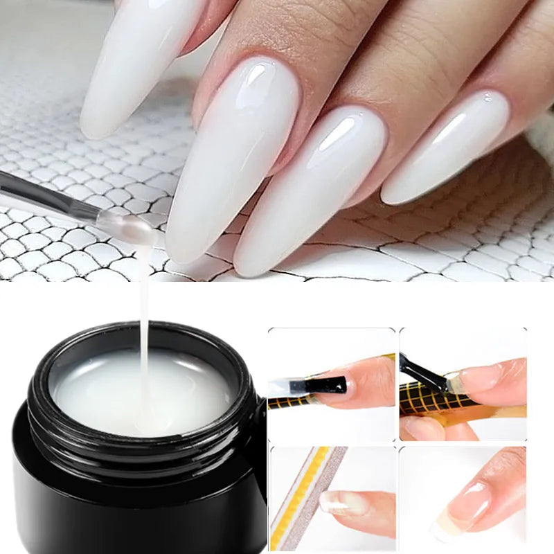 Milky White Nail Extension Gel Clear Nude Building UV Gel For Nails Finger Extensions Form Tips French Nails Manicure Nail Art 2