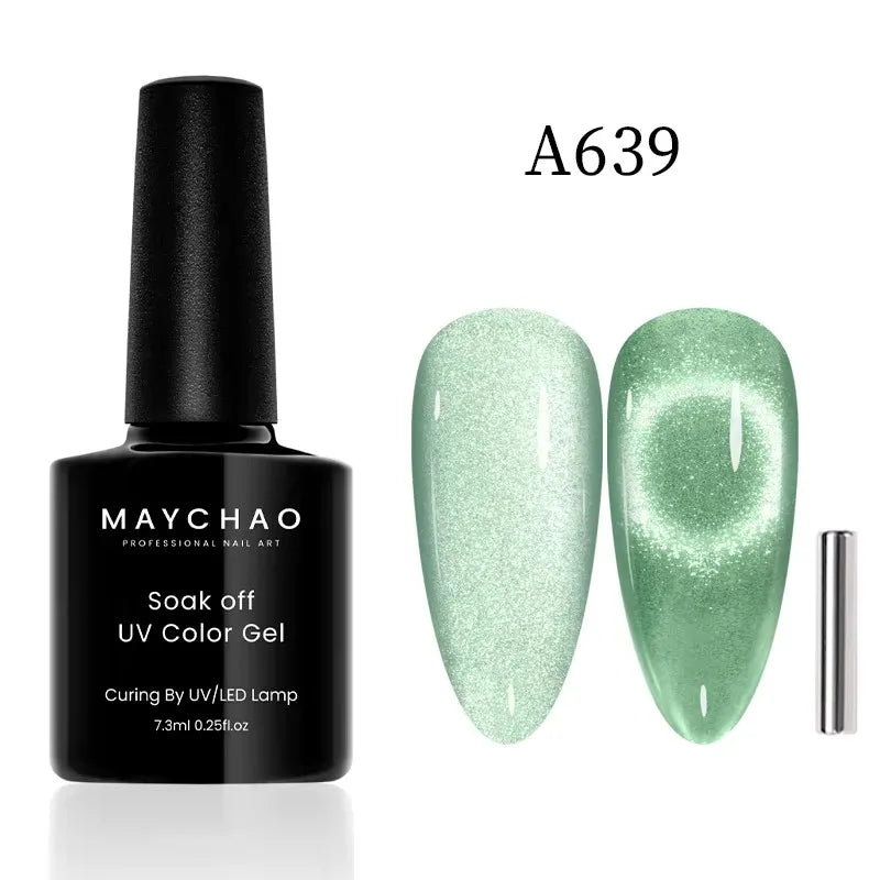 MAYCHAORomantic Galaxy Cat Eye Gel Nail Polish With Magnet Soak off UV Holographic Magnetic Rainbow Gel Polish for Nail Manicure 57