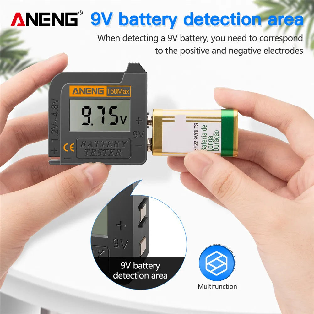 ANENG 168Max Digital Battery Tester | Universal Battery Checker for AA AAA C D 9V and Button Cells 4