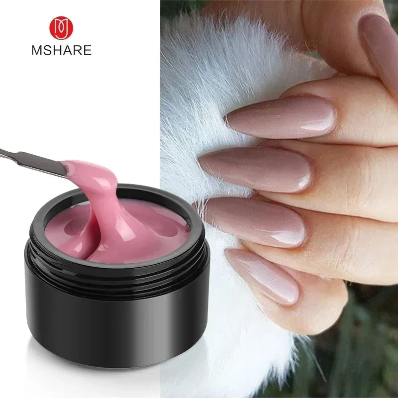 MSHARE 50ml Natural Nails Gel Builder Nalil Tpo Free Self Leveling Gel for Nail Extension Construction Pink Shade UV Led Gel 8