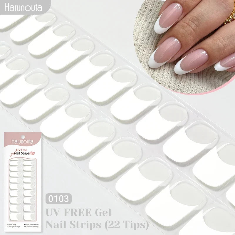22strips UV Free Nail Gel Strips Loving Heart Gel Polish Nail Sticker Curing-free Adhesive Stickers for Nails Long Lasting Wrap 18