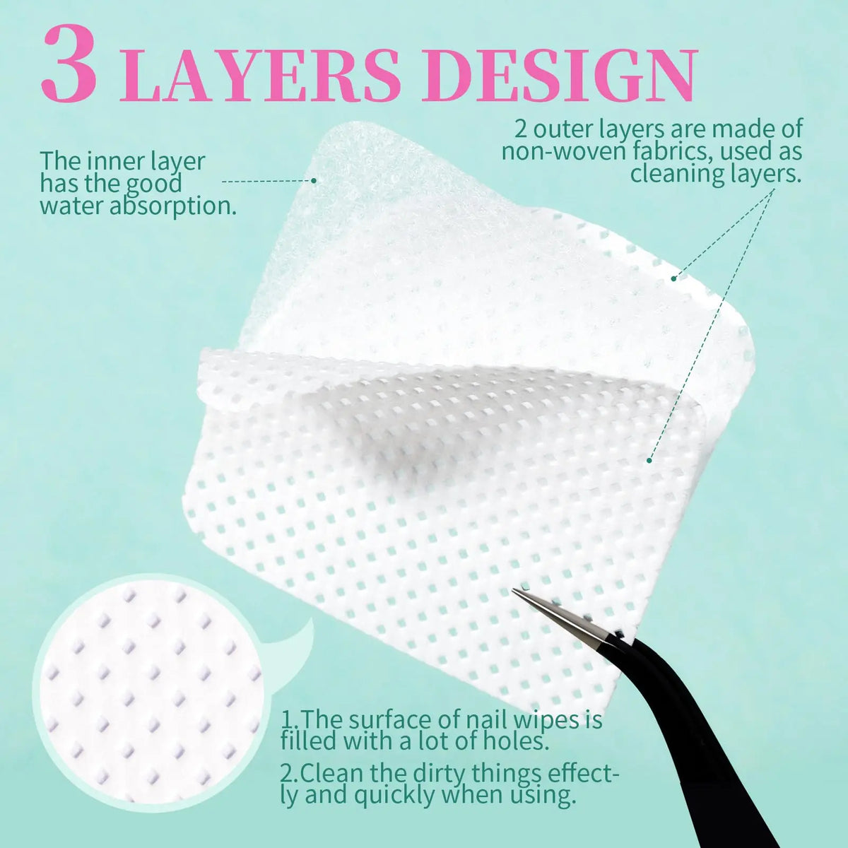 YIKOOLIN 200 Pieces Lint-Free Nail Wipes Professional Eyelash Extension Glue Wipes Nail Polish Removal Wipes for Salon Use 2