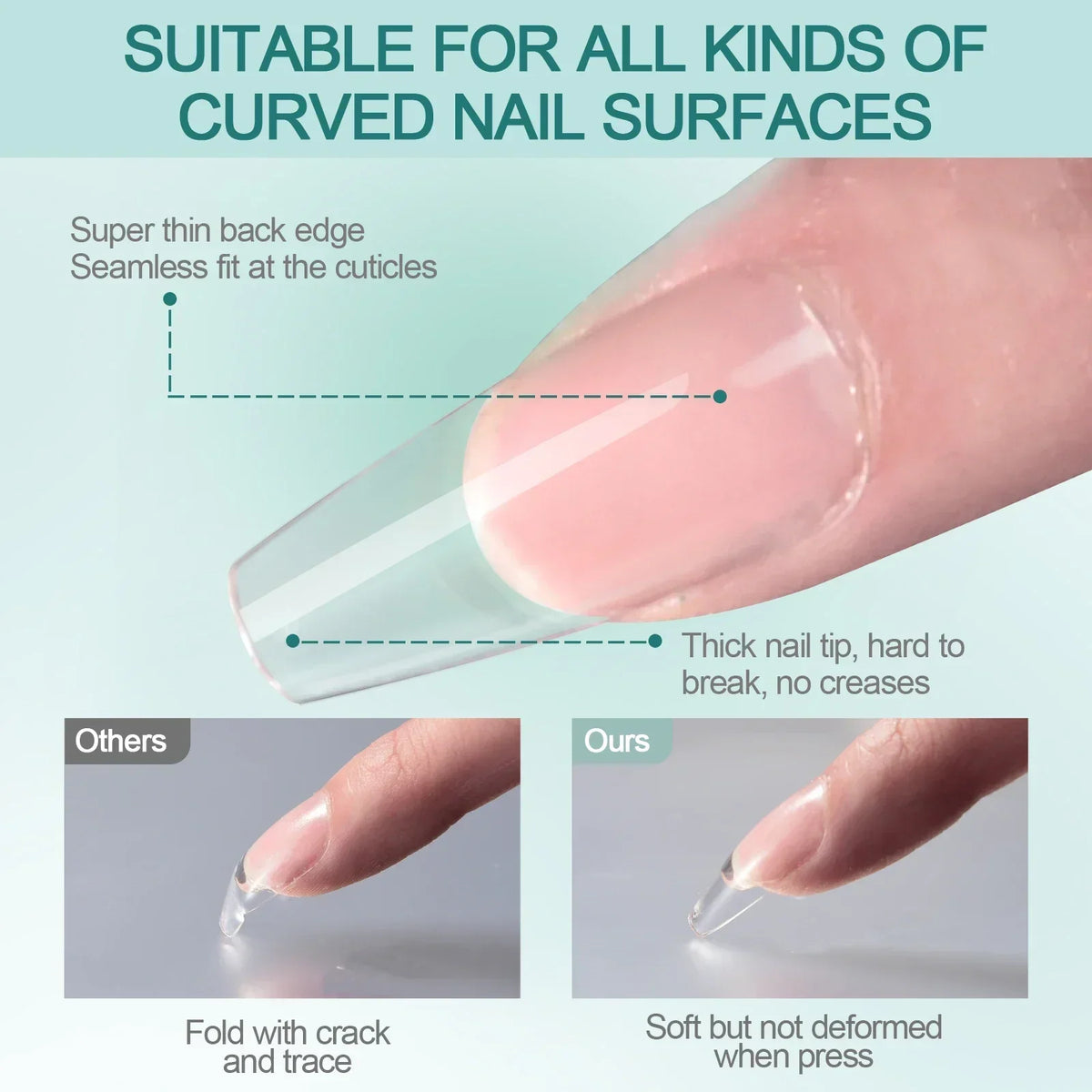 Nailpop 120pcs/box Gel X Nail Tips Medium Short Shape Almond/Square/Soft Gel Nail Tips False Nails Soak Off Easy Nail Extensions 3