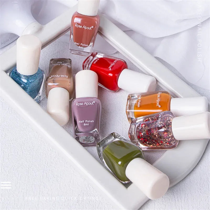 40 Colors No Bake Water-based Nail Polish Glitter Sequins Long-lasting Tearable Healthy Tearable Quick-drying Nude Nail Polish 2