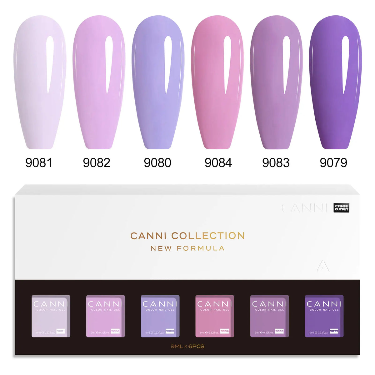 6pcs*9ml CANNI HEMA FREE Nail Gel Polish Set Gorgeous Color Semi Permanent Pigmented Painting Gel Soak off UV LED Gel Nails Kit 5