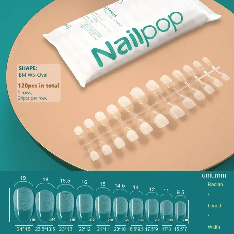NAILPOP 120pcs Fake Nails Full Cover Press on Nails Coffin Soft Gel American Pose Capsule False Nail Tips for Extension System 29