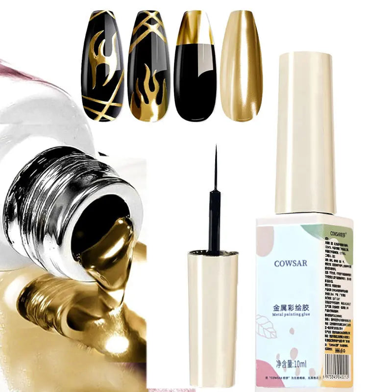 5/8/10/12ml 5D Metallic Painting Nail Gel Silver/Gold Liner Polish Mirror Chrome Effect Gel Nail Polish Soak Off UV/LED Drawing^ 14
