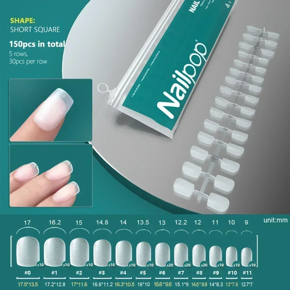NAILPOP 120pcs Fake Nails Full Cover Press on Nails Coffin Soft Gel American Pose Capsule False Nail Tips for Extension System 9