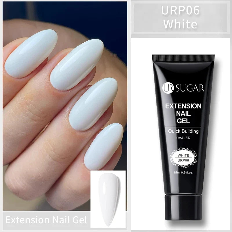 UR SUGAR 15ml Extension Gel Nail Polish Bright Nude White Clear Semi Permanent UV Hard Gel Nails Finger Prolong Gel Varnish Set 4