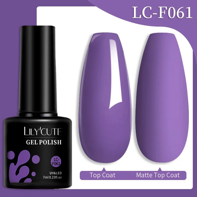 LILYCUTE 7ML Colorful Gel Nail Polish 129 Colors Long Lasting For Manicure Semi Permanent Base Top Coat Nail Art UV Gel Varnish 8