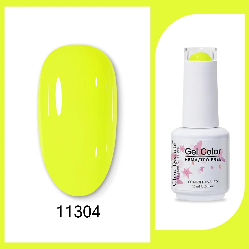 Clou Beaute 15ml Red Black White Green Neon Gel Nail Polish Base Top Coat Velvet Top 400 Colors Semi Permanent Gel Nail Varnish 49