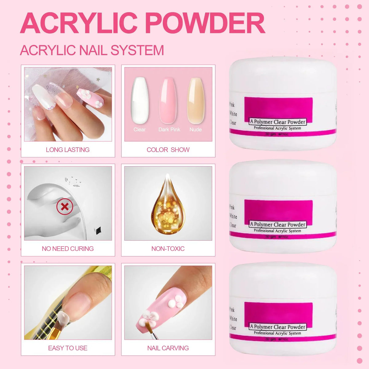 Acrylic Nail Kit for Beginners with Everything Nails Kit Acrylic Set with Drill and U V Light Professional Glitter Powder Decora 3