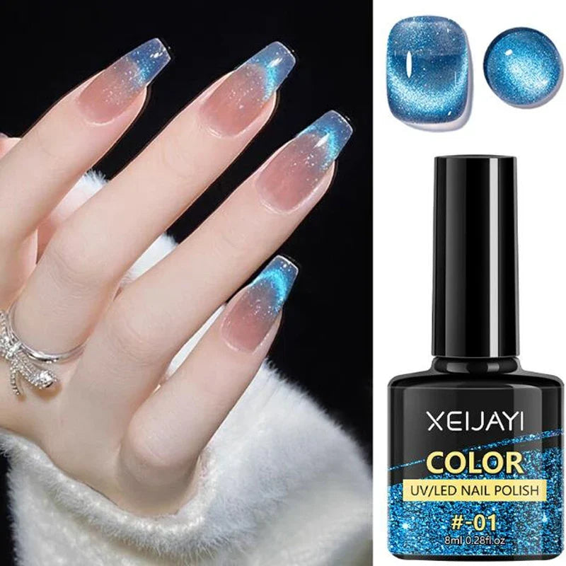XEIJAYI Pink Cat Eye Gel Nail Polish Ceramic Magnetic Gel UV Semi-permanent Enamels Varnish Nail Supplies For Professionals Gel 12