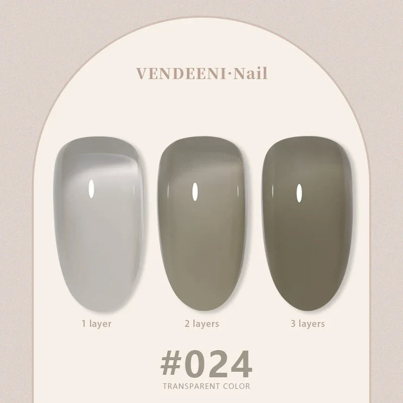Vendeeni 24 Colors Jelly Transparent Gel Nail Polish Nude Pink Skin Color UV Soak Off Gel Varnish Jade Nail Art Gel Lacquer 15ml 8