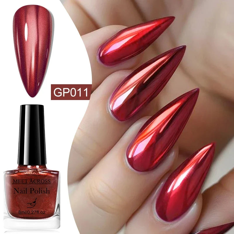 8ml Metallic Nail Polish Mirror Effect Fast Drying Long-Lasting Nails Art Polish DIY No Need Lamp Cure Manicure Nail Supplies 14