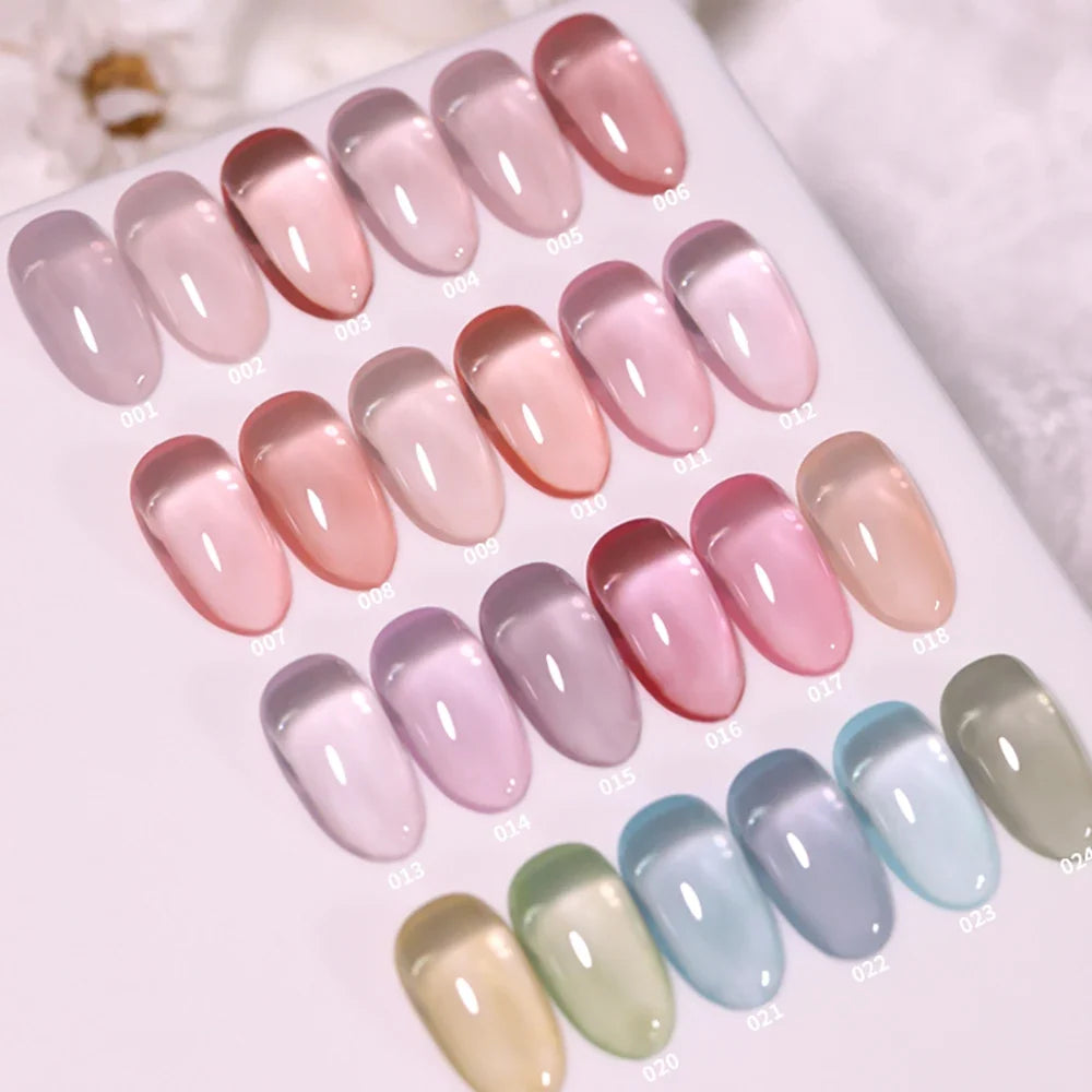 Vendeeni 24 Colors Jelly Transparent Gel Nail Polish Nude Pink Skin Color UV Soak Off Gel Varnish Jade Nail Art Gel Lacquer 15ml 2