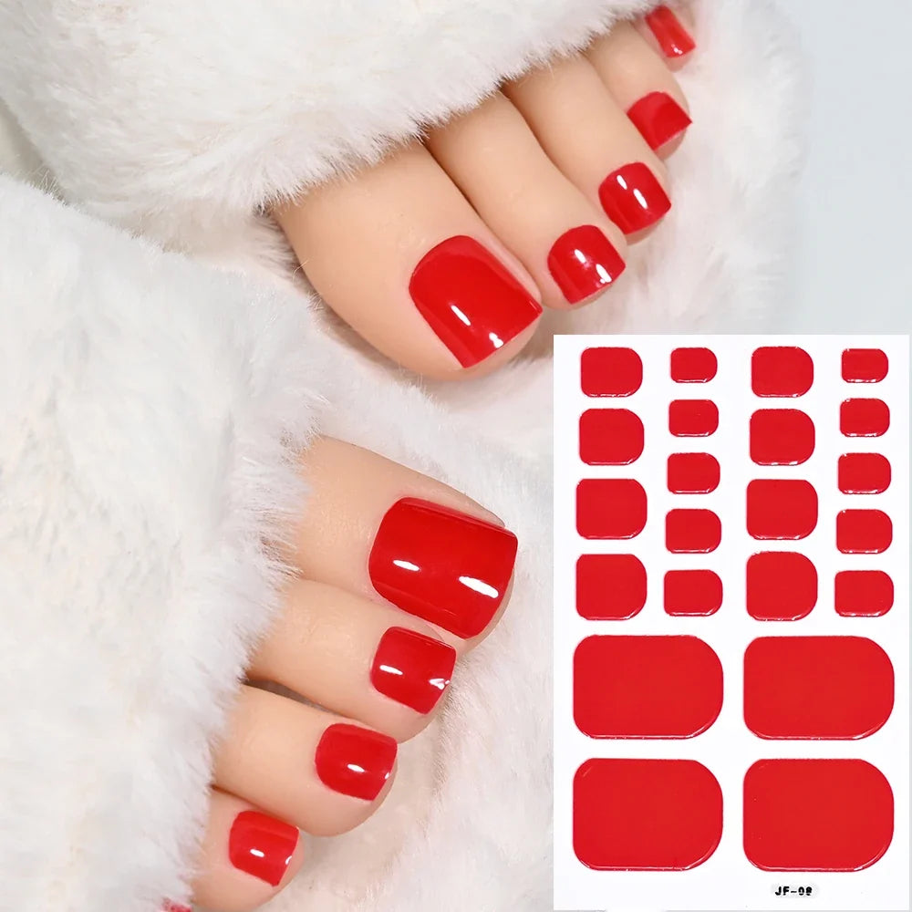 1pcs 22tips Gradient Glitter Full Toe Nail Wraps 3D Shiny Omber Pink/Purple/blue Toe Nail Polish Stickers Baking Free Toe Strips 27