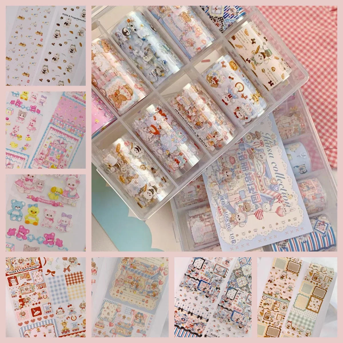 10Rolls Plaid Thousand-Bird Bow  Stars Nail Foils Transfer Paper  Nail Art Stickers  Manicure Set Decal  Nails Decoration 55