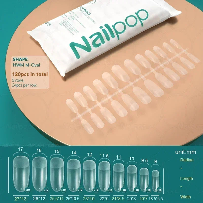 NAILPOP 120pcs Fake Nails Full Cover Press on Nails Coffin Soft Gel American Pose Capsule False Nail Tips for Extension System 26
