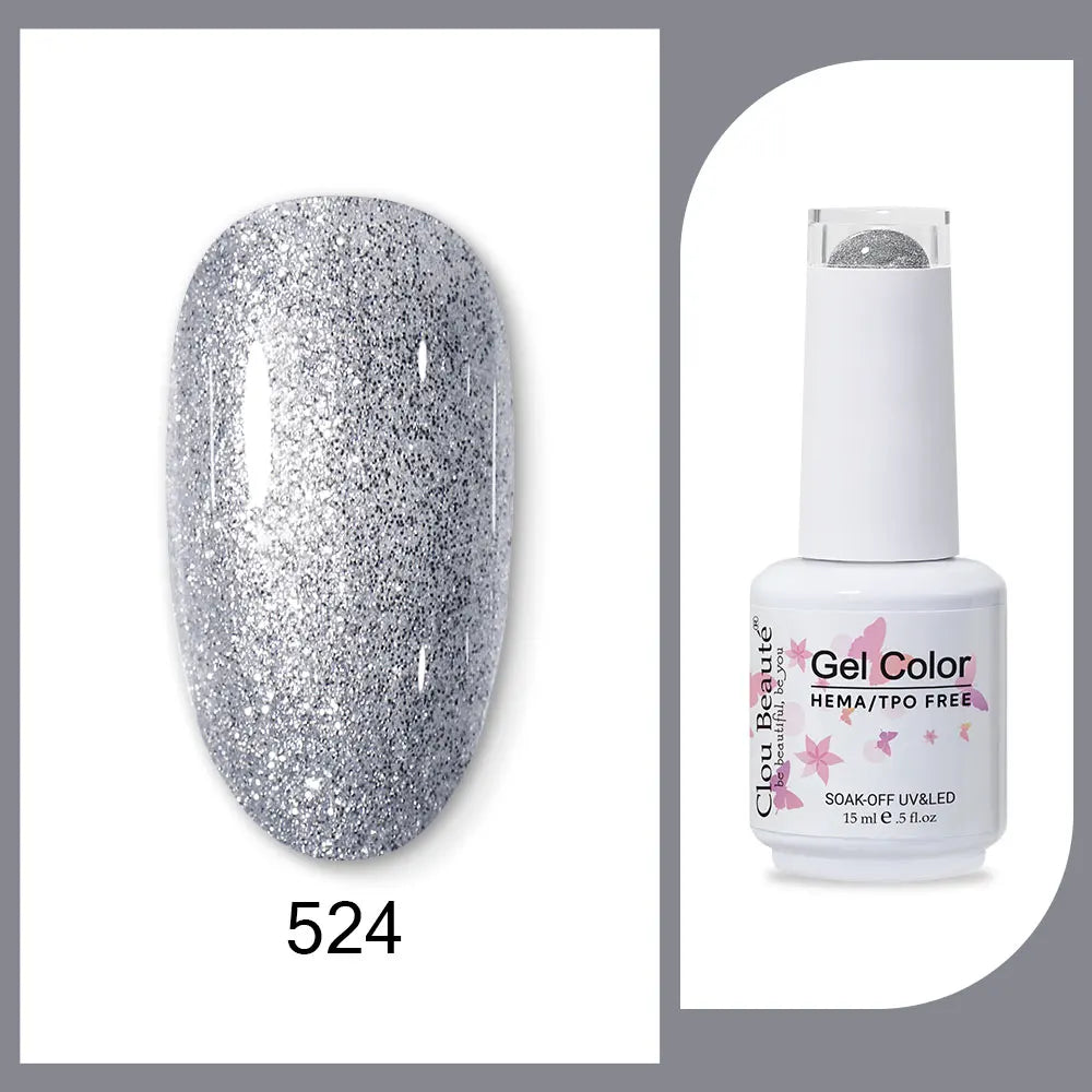 Clou Beaute 15ml Red Black White Green Neon Gel Nail Polish Base Top Coat Velvet Top 400 Colors Semi Permanent Gel Nail Varnish 8