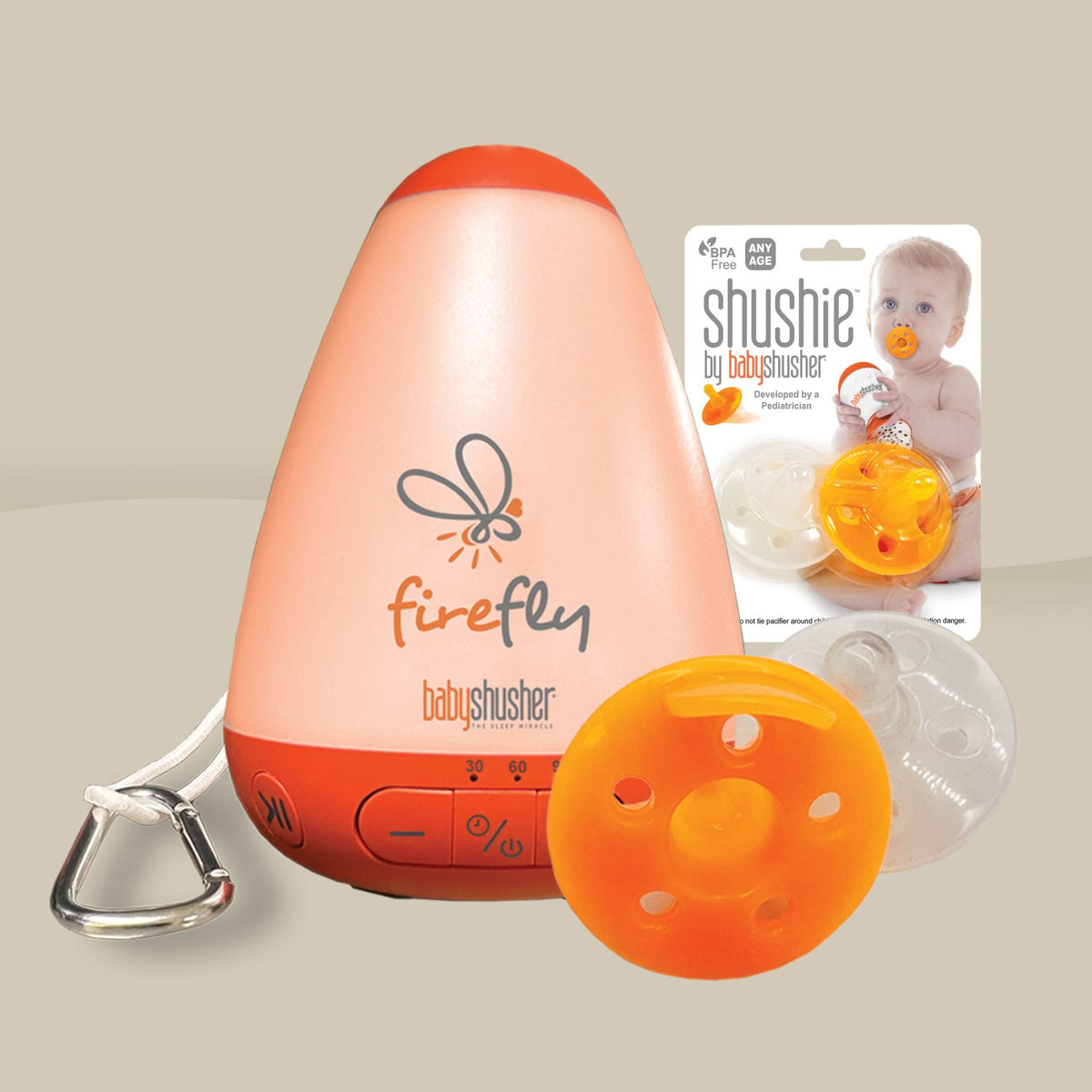 Firefly Portable Baby Sound Machine + Shushie Pacifier 2-Pack Bundle 2