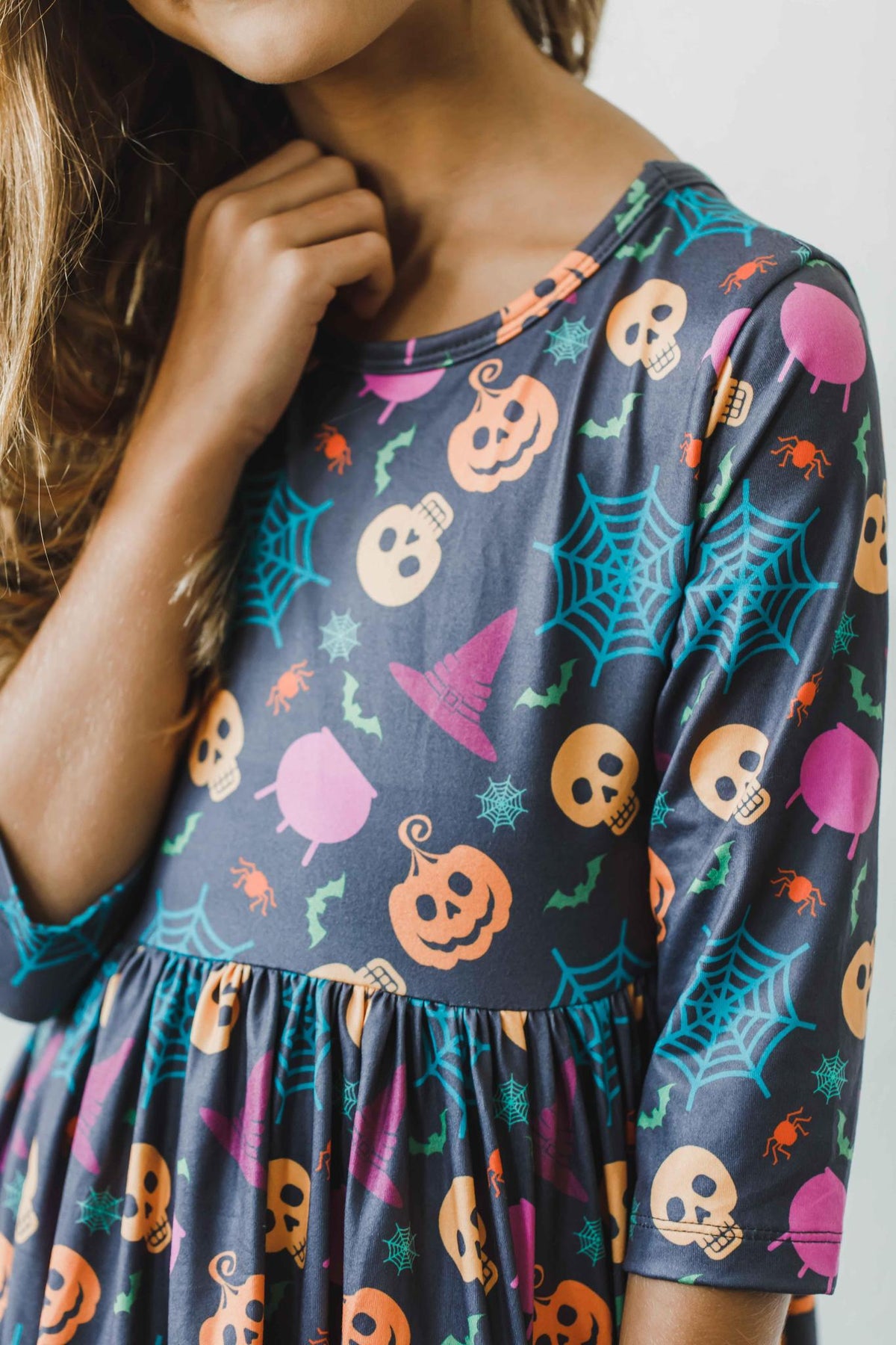 Skeleton Web 3/4 Sleeve Pocket Twirl Dress 5