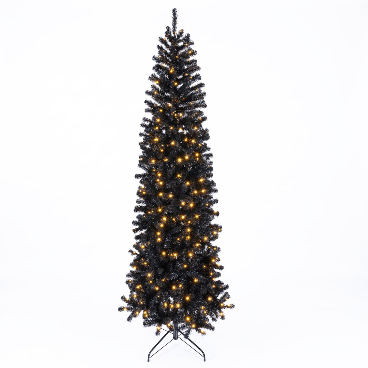 7-8 FT Slim Black Pencil Christmas Tree with LED Lights 2