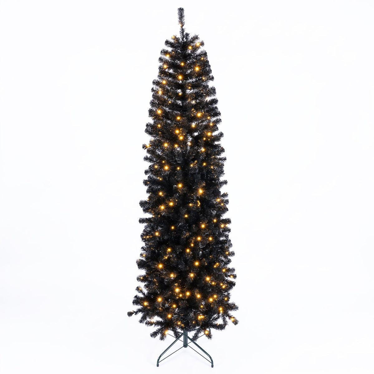 7-8 FT Slim Black Pencil Christmas Tree with LED Lights 1