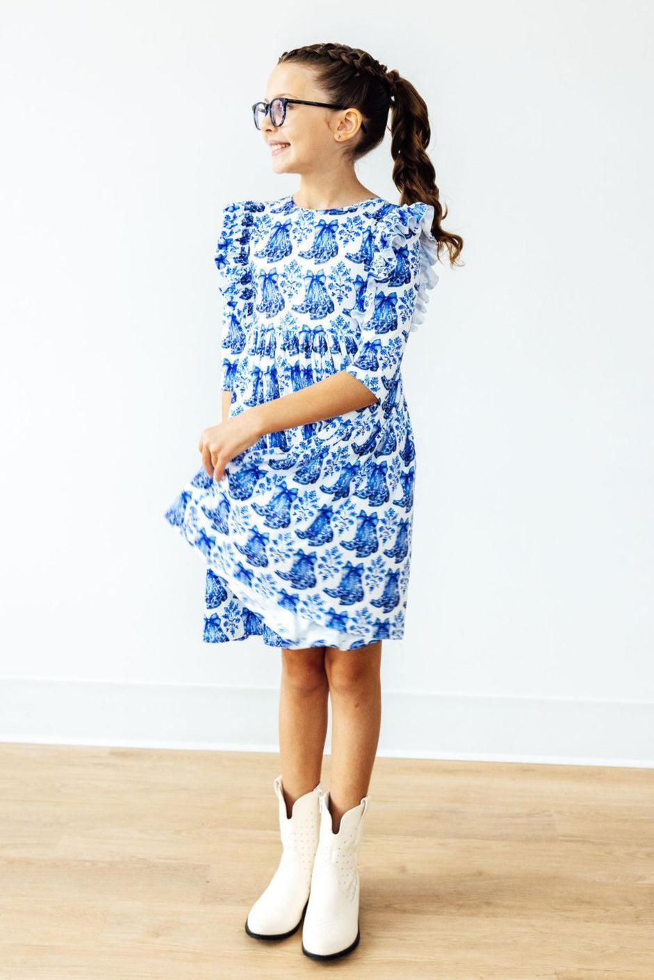 Southern Belle 3/4 Sleeve Ruffle Twirl Dress 5