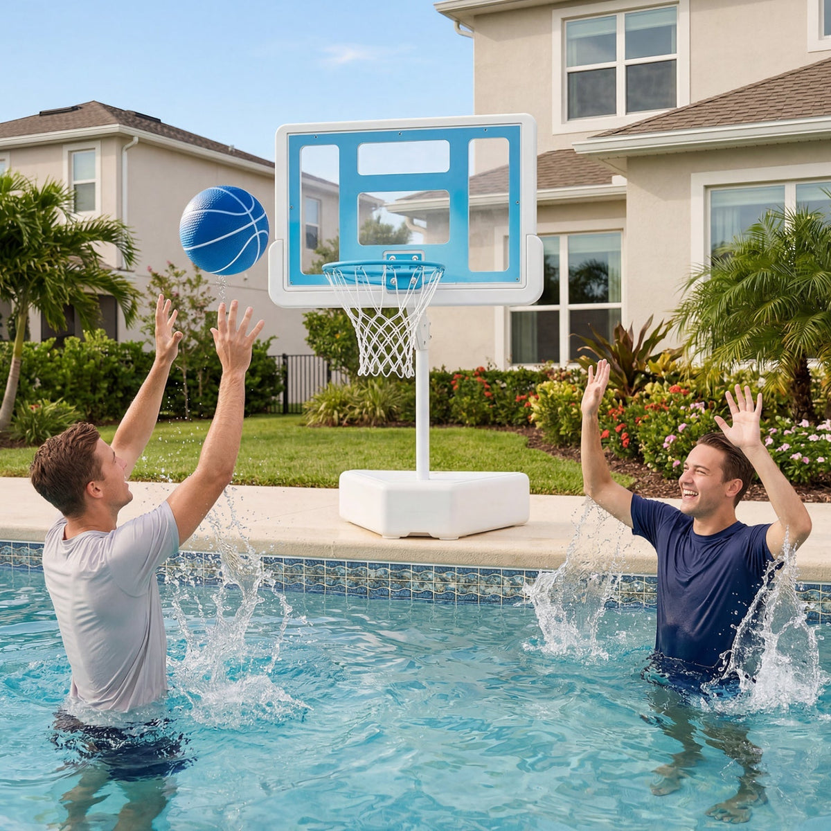 Pool Basketball Hoop with Adjustable Height & 2 Balls 10
