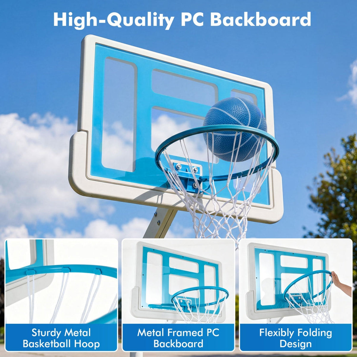 Pool Basketball Hoop with Adjustable Height & 2 Balls 15