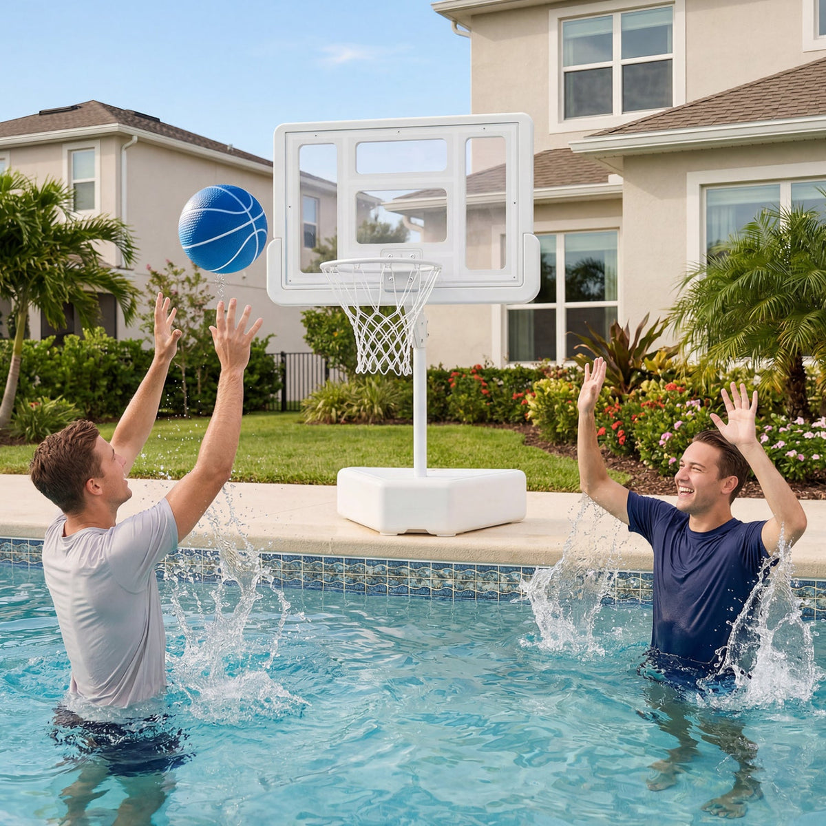Pool Basketball Hoop with Adjustable Height & 2 Balls 2