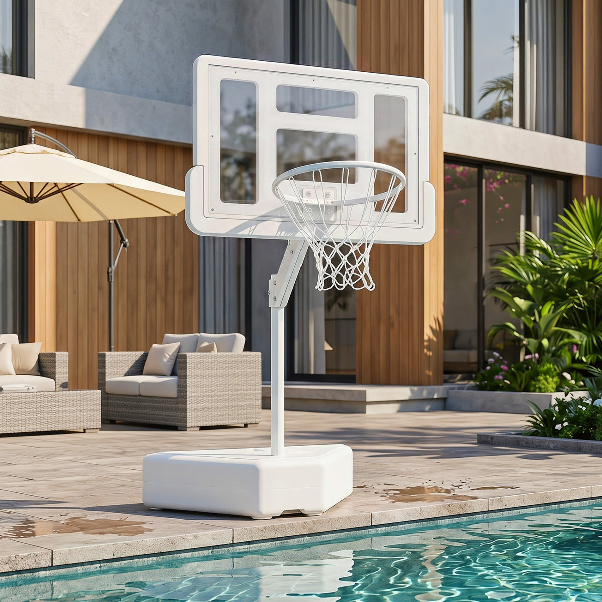 Pool Basketball Hoop with Adjustable Height & 2 Balls 1
