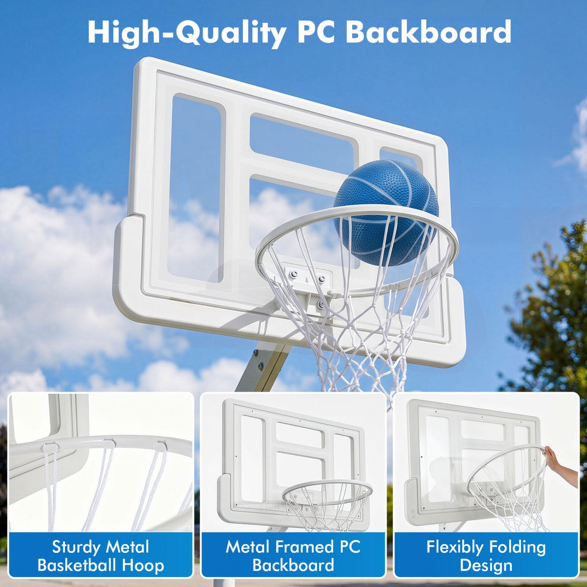 Pool Basketball Hoop with Adjustable Height & 2 Balls 7
