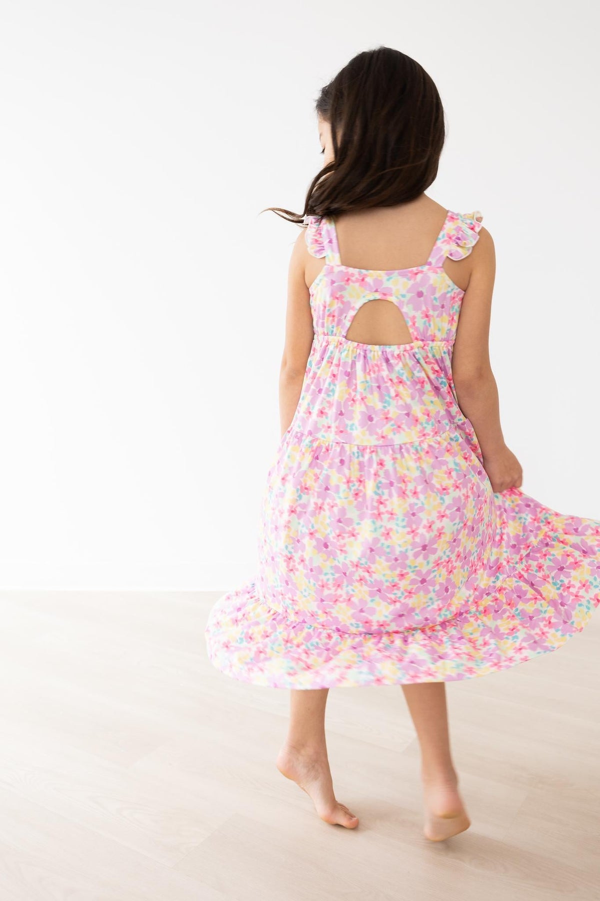 Summer Watercolor Floral Ruffle Maxi Dress 2