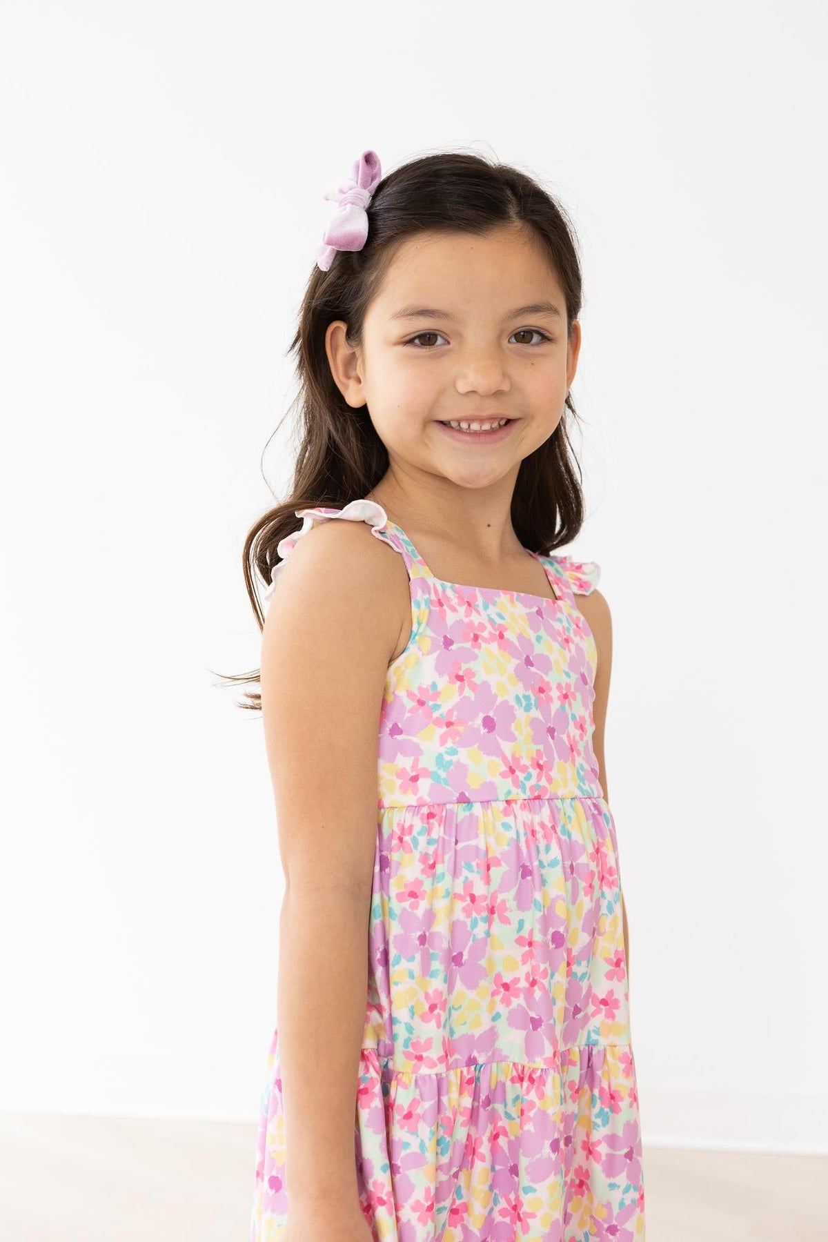 Summer Watercolor Floral Ruffle Maxi Dress 3