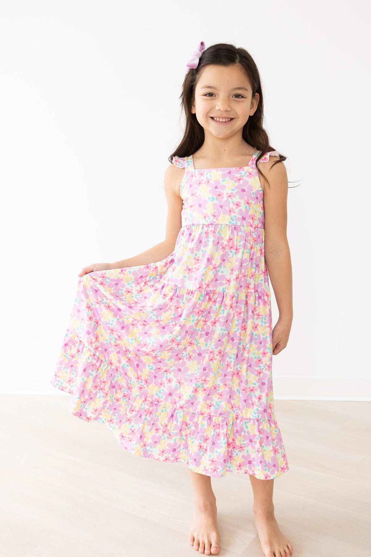 Summer Watercolor Floral Ruffle Maxi Dress 4