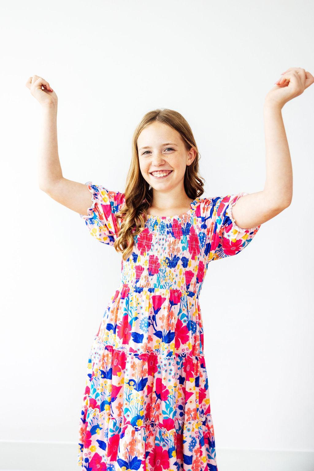 SALE Sunshine Garden Smocked Ruffle Dress 6