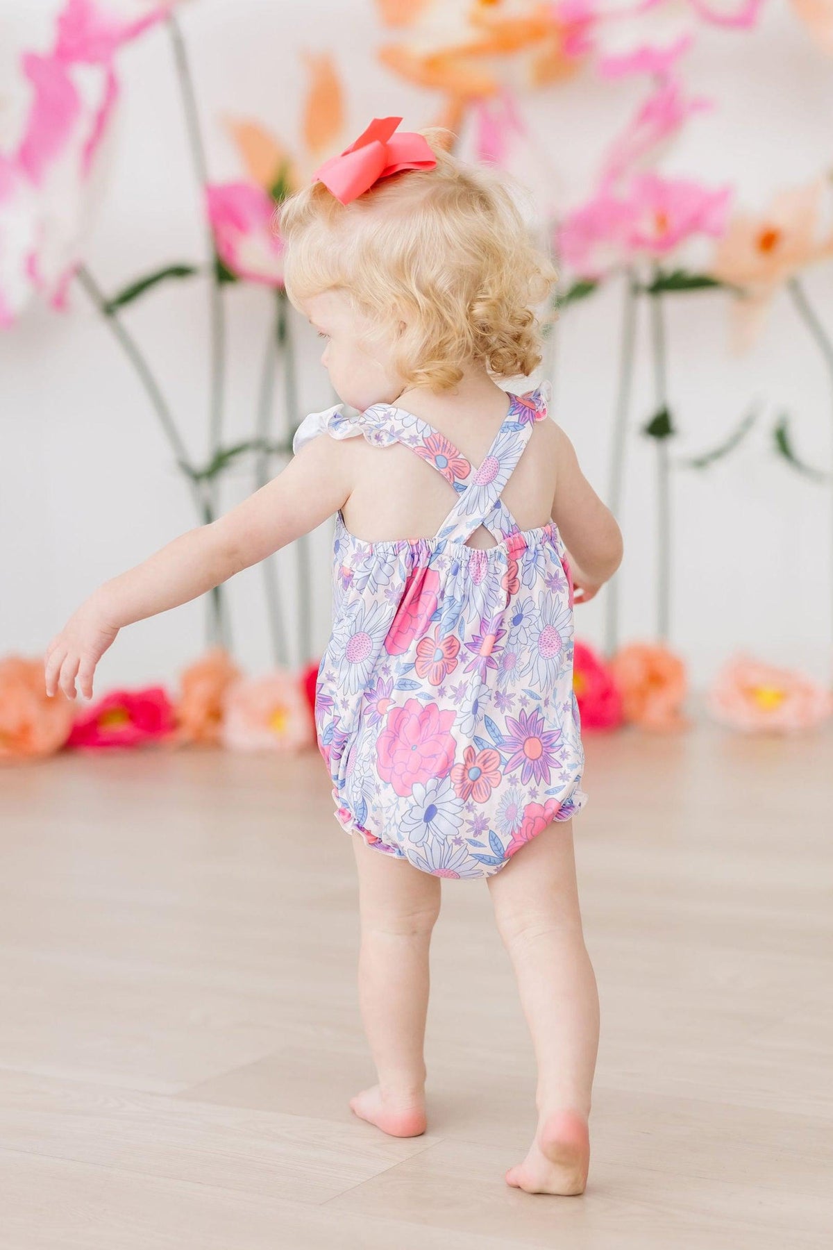 Sweet Springtime Ruffle Cross Back Romper 4